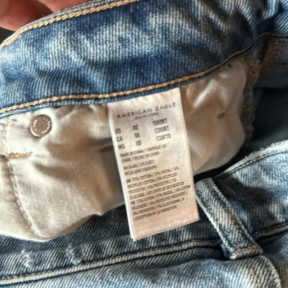 American Eagle Mom Straight Jeans 00 Short Stretch Distressed Denim - Picture 4 of 13